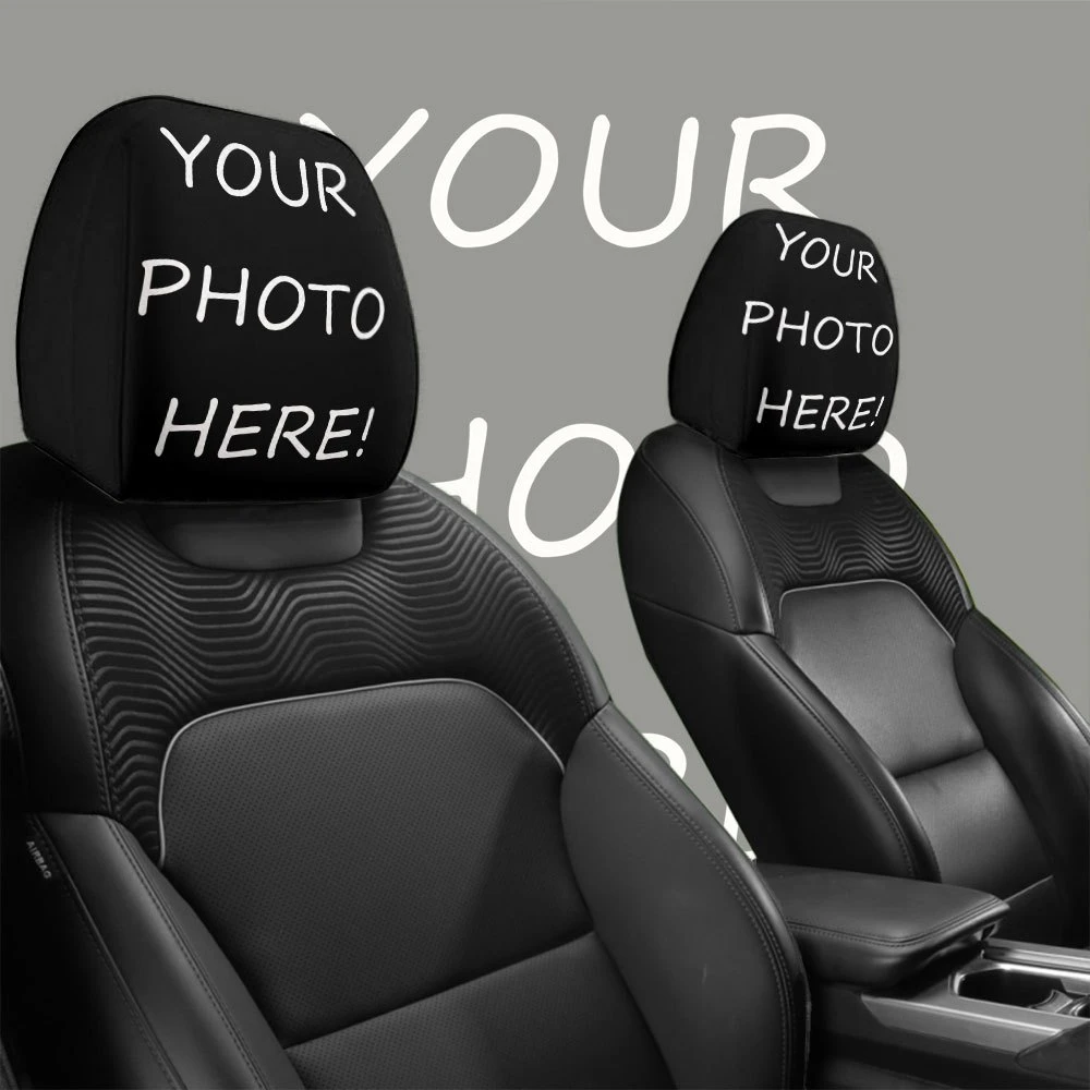 2 Stück Maßgefertigte Auto-Kopfstützenbezüge, Schützen und Dekorieren die Vordersitz-Kopfstützen, Passgenau, Elastisch, mit Foto/Text/Logo, Universalgröße – Detail 4