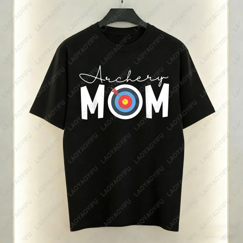 Archery Mom Target Bullseye Target Arrow Design Unisex Cotton T Shirt Casual Summer Wear For Women And Men Fashionable Gift Idea
