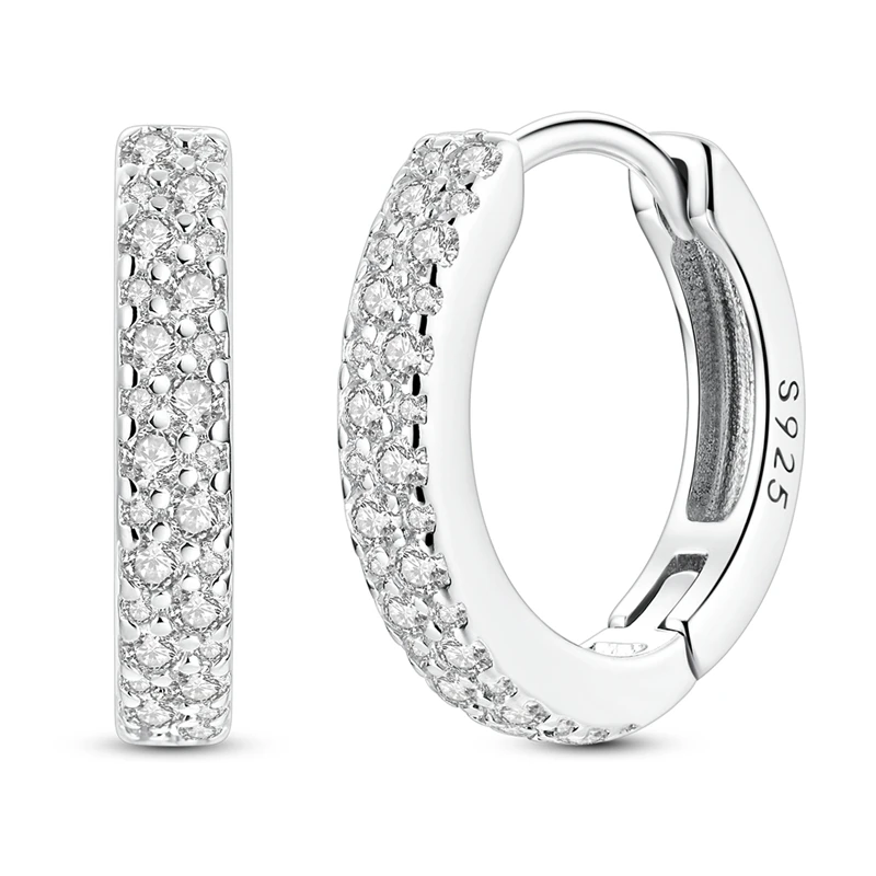 925 Sterling Silber Multi  Stilvolle Hoop Huggie Ohrringe für Frauen, Blaue Klare CZ, Vintage-Texturierter Muster, Alltagsschmuck für Partys – Detail 5