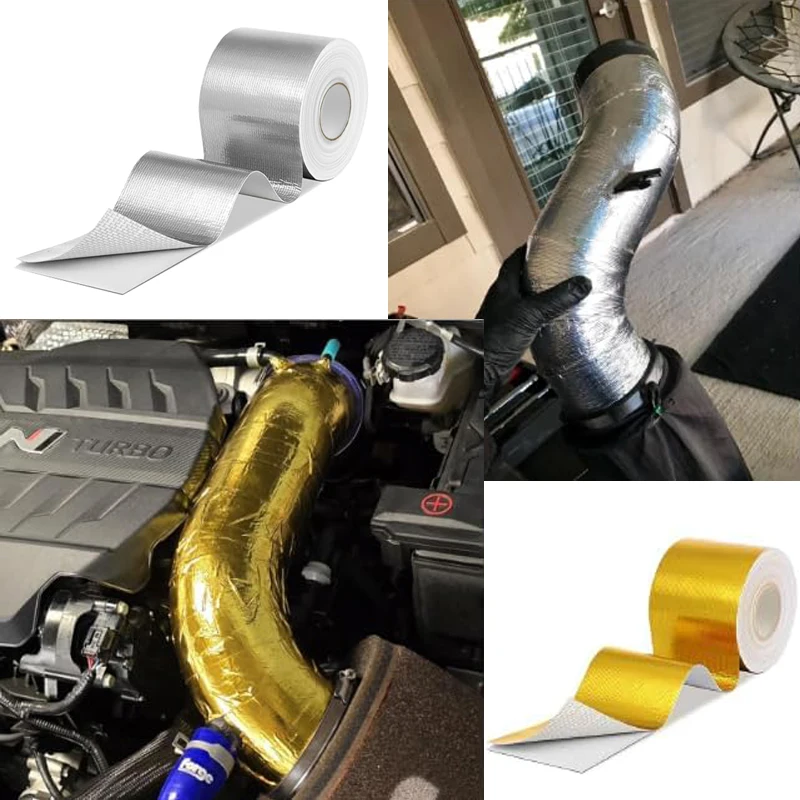 5 ซม. x 5 ม. เทปฉนวนกันความร้อนกาวสะท้อนแสงไฟเบอร์กลาสฉนวนกันความร้อนวัสดุสะท้อนแสงอุณหภูมิสูง 260 ℃   (500 ℉ )