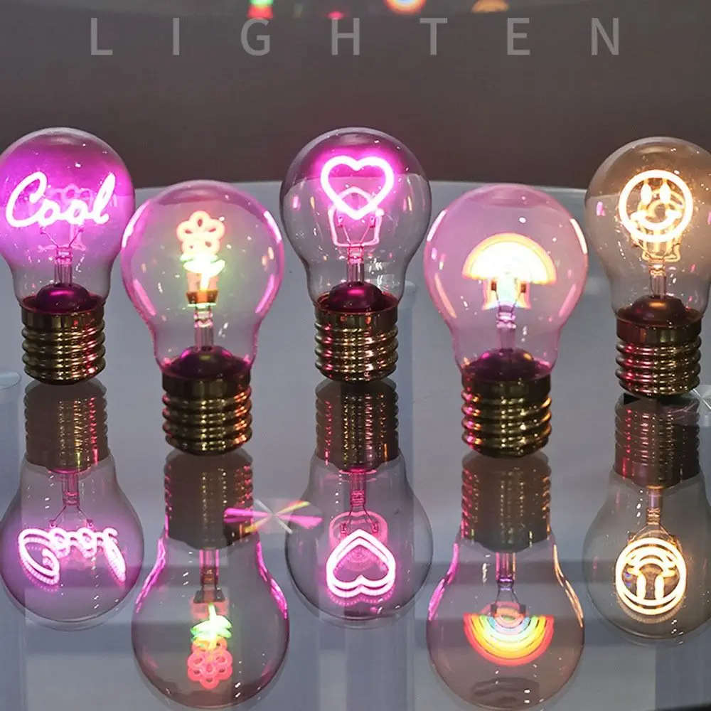 

Fun Art Pattern LED Filament Bulb E40 Soft Lights Decorative Desk Lamp 3 Modes Ornaments Creative Night Light Christmas Gift