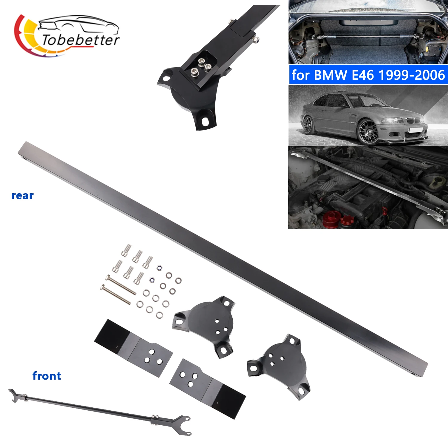 

front Strut Tower Brace Bar race suspension for BMW E46 323i 323ci 325i 325ci 328i 328ci 330i 330ci 1999-2006 rear