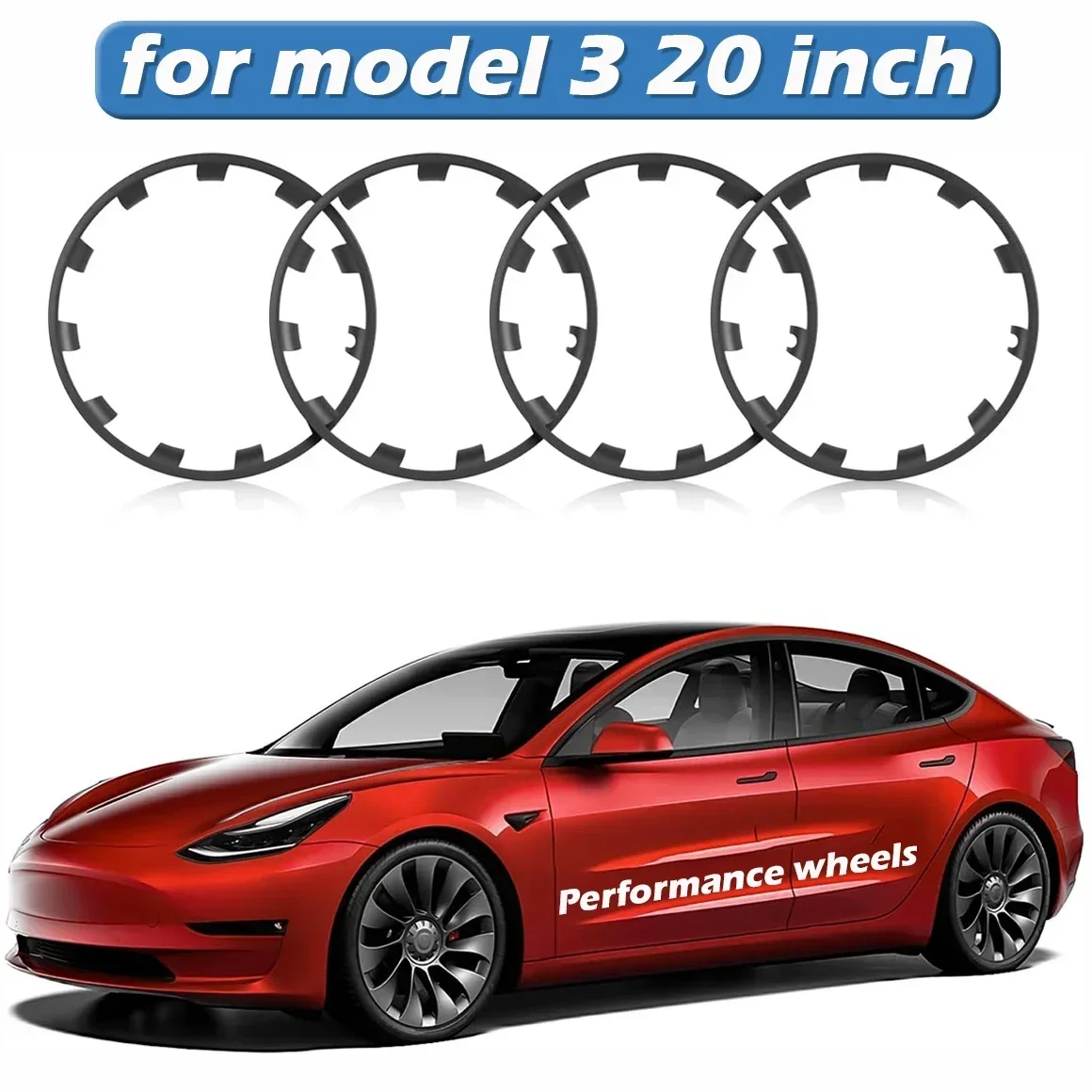 

4PCS For Tesla Model 3 20 Inch Wheel Performance HubCap Patch Replacement Wheel Cap Full Rim Cover Car Accessories Hub Cap 2023