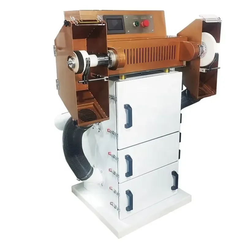Vertical Two Head Belt Edge Grinding Polishing Machine, Multifunctional Edge Sanding Polisher With PLC Touch Screen Control