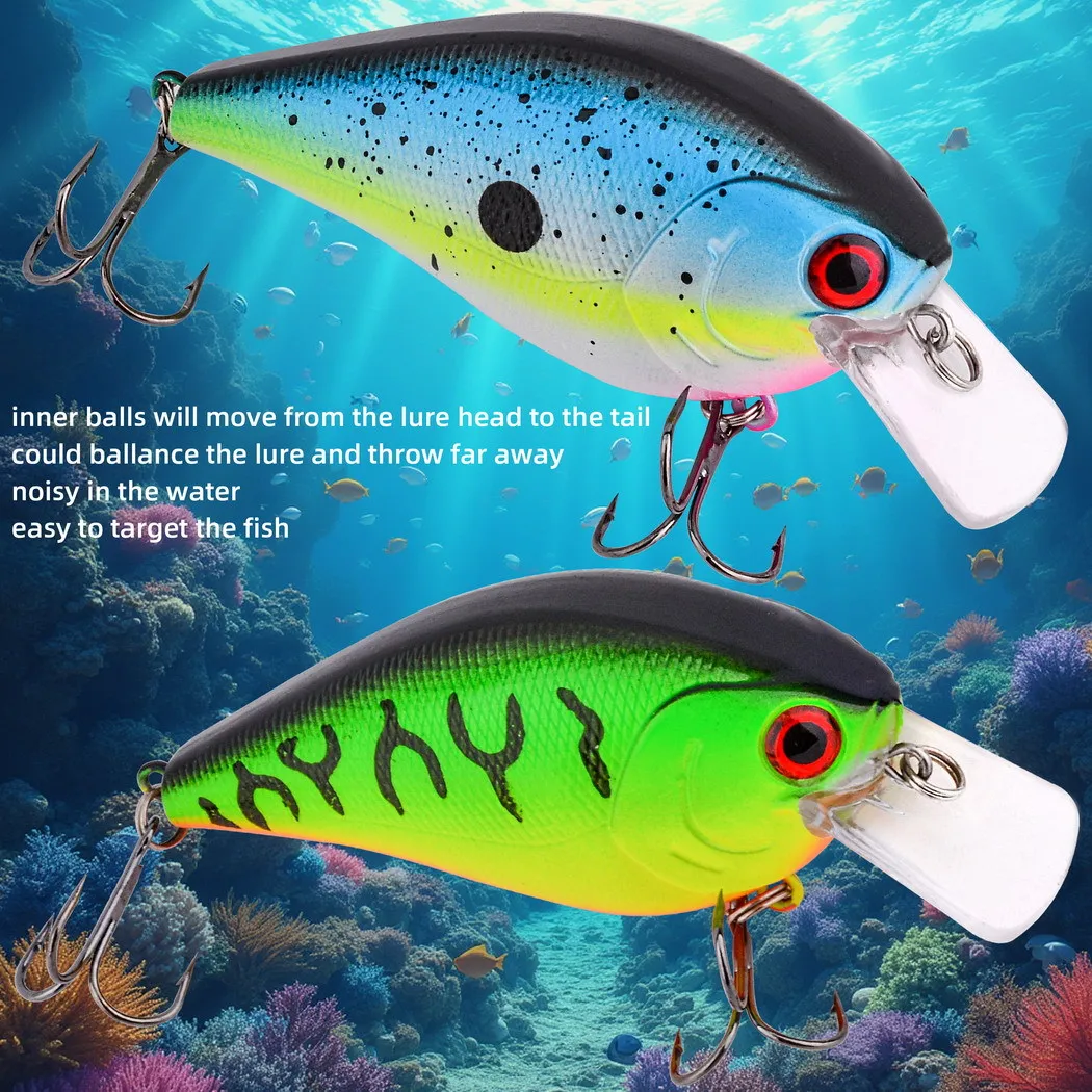 

New Hot 8cm 14.5g 6 Colors Noise Floating Crankbait Lifelike Ultra Sharp Barbed Treble Hooks All Waters Bass Perch Trout Tackles