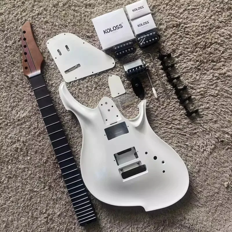 

4 цвета! Комплект для самостоятельной электрогитары KOLOSS, полуфабрикаты с алюминиевым корпусом, грифом из жареного клена и двумя хамбакерами для быстрого использования