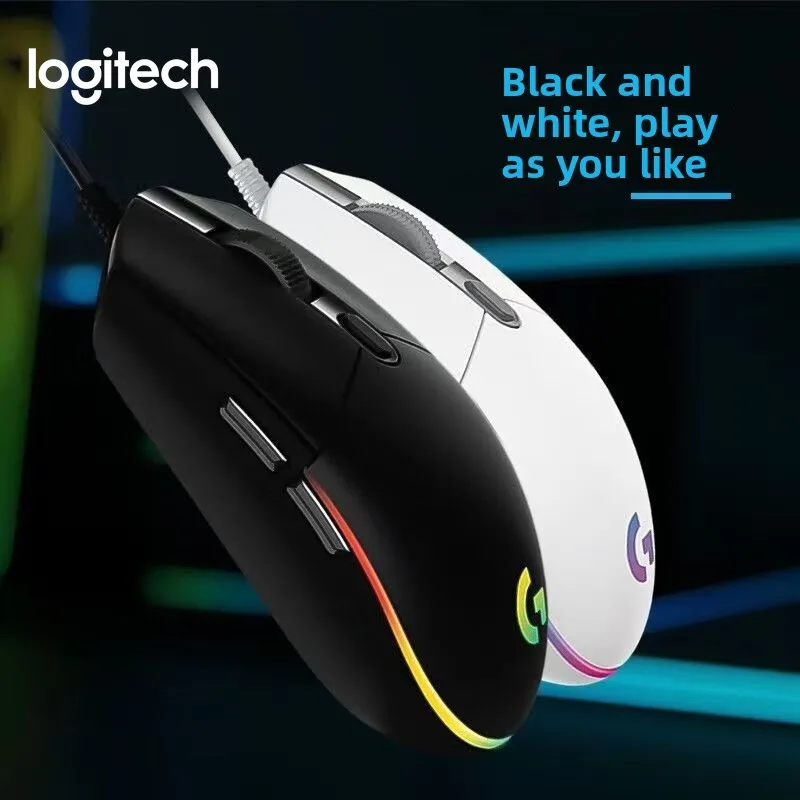 لوجيتك G102 ماوس ألعاب ميكانيكي سلكي، ماوس رياضي خفيف الوزن، ماوس كمبيوتر محمول كلاسيكي