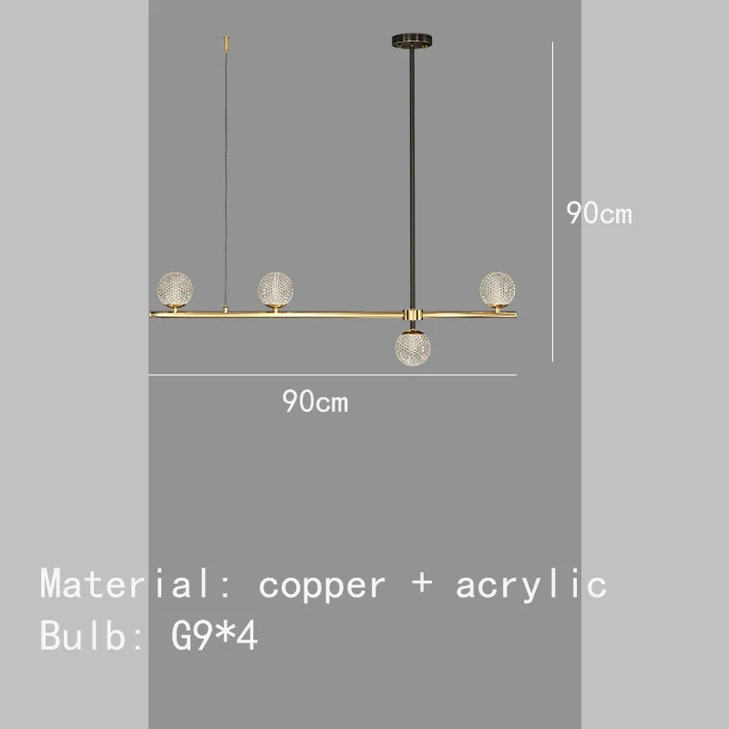 Lustre en cuivre haut de gamme pour salle à manger, verre transparent pour cuisine et bar, ampoule G9, luminaires à suspension intérieure, designer, 110 V-240V