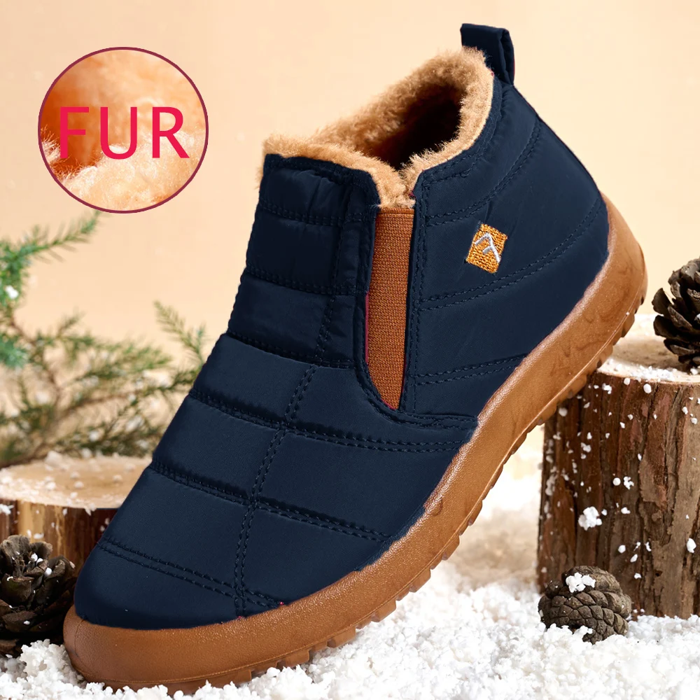 Winter Men Boots Waterproof Snow Boots Warm Fur Men Shoes Non-Slip Couple Shoes Casual Women Boots Plus Size Ankel Boots