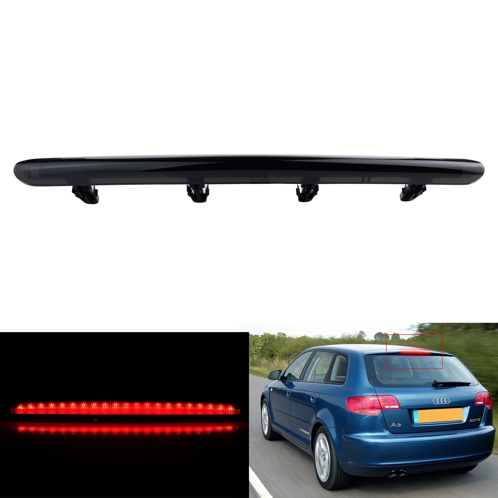 

ANGRONG Black Lens LED Third Rear High Level Brake Light For Audi A3 8P Hatchback 04-12