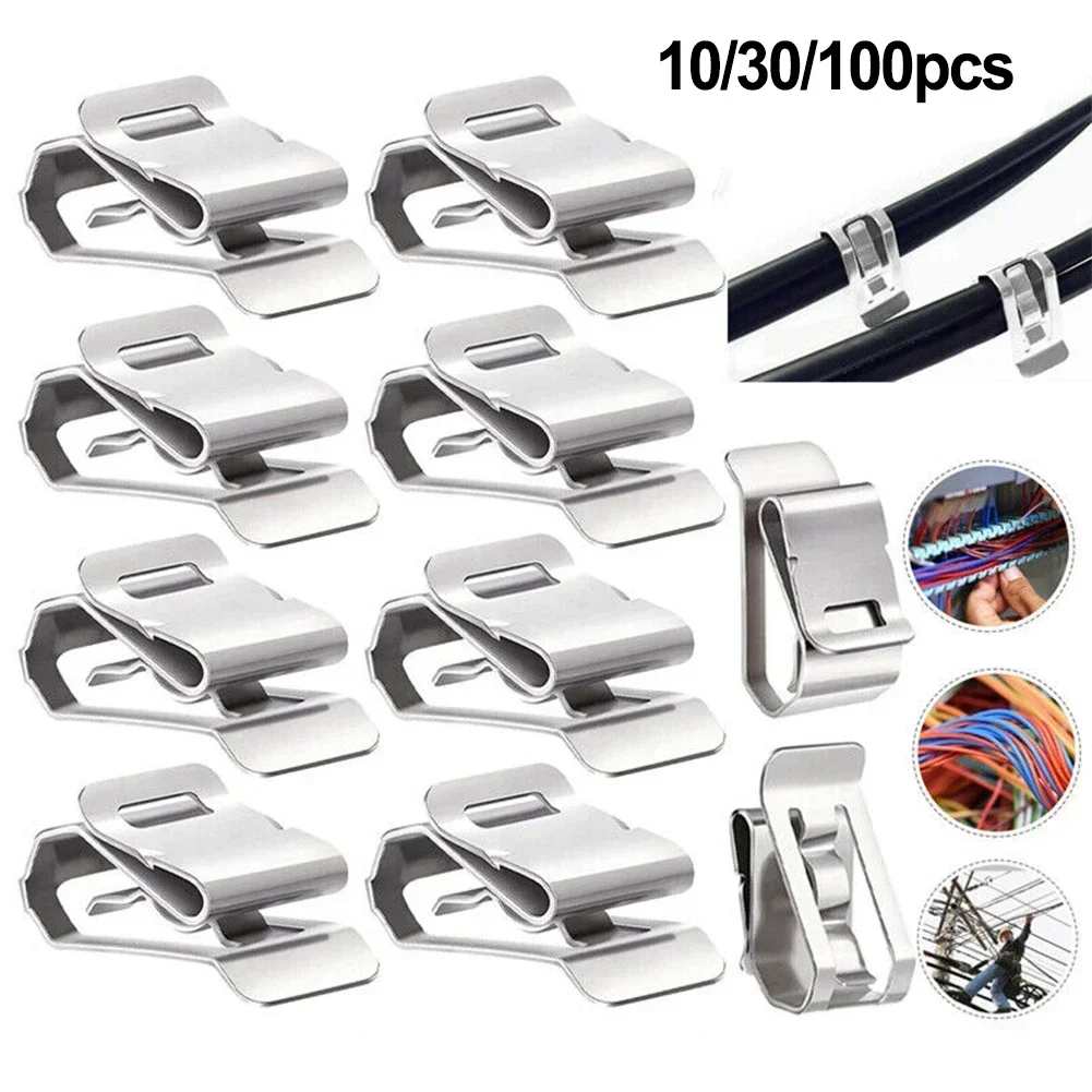 

10/30/100Pcs Solar Panels fixing Cable Clips Stainless Steel Cable Clamp Solar Cable Wire Installation Fixing Clip Wire Fastener