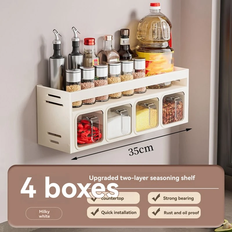 SpiceRack Organizer Wall Mounted Kitchen Spice Rack for Countertop Seasoning Box Spice Organizer for Kitchen Seasoning B-A46I