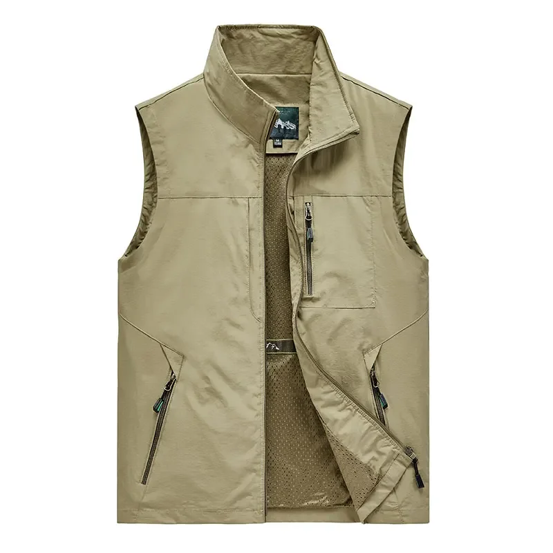 Men\'s Vests Mens Jacket Sleeveless Vest Spring Summer Autumn Casual Travels Hiking Work Vest Multi-pockets Vest Waistcoat 5XL