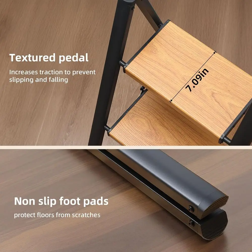 3 Step Ladder with Handrails, Lightweight Aluminium Folding Step Stool for Adults to Use in Kitchen,Closet and Library,300lbs(Bl