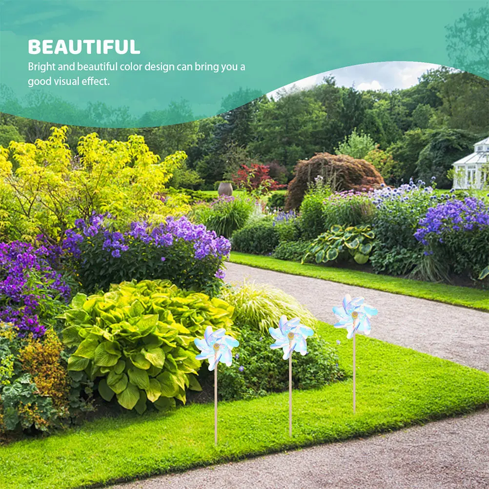 

Набор из 3 деревянных ветряных мельниц для детей: яркие, красочные, для украшения сада и газона, многофункциональные