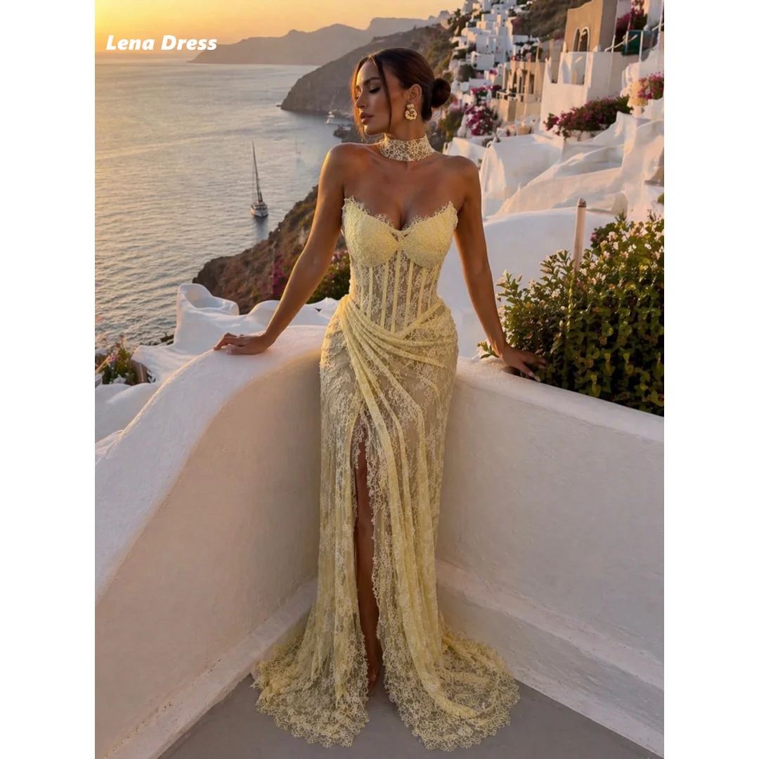 Lena Embroidered Lace Evening Dress Sweetheart Neckline