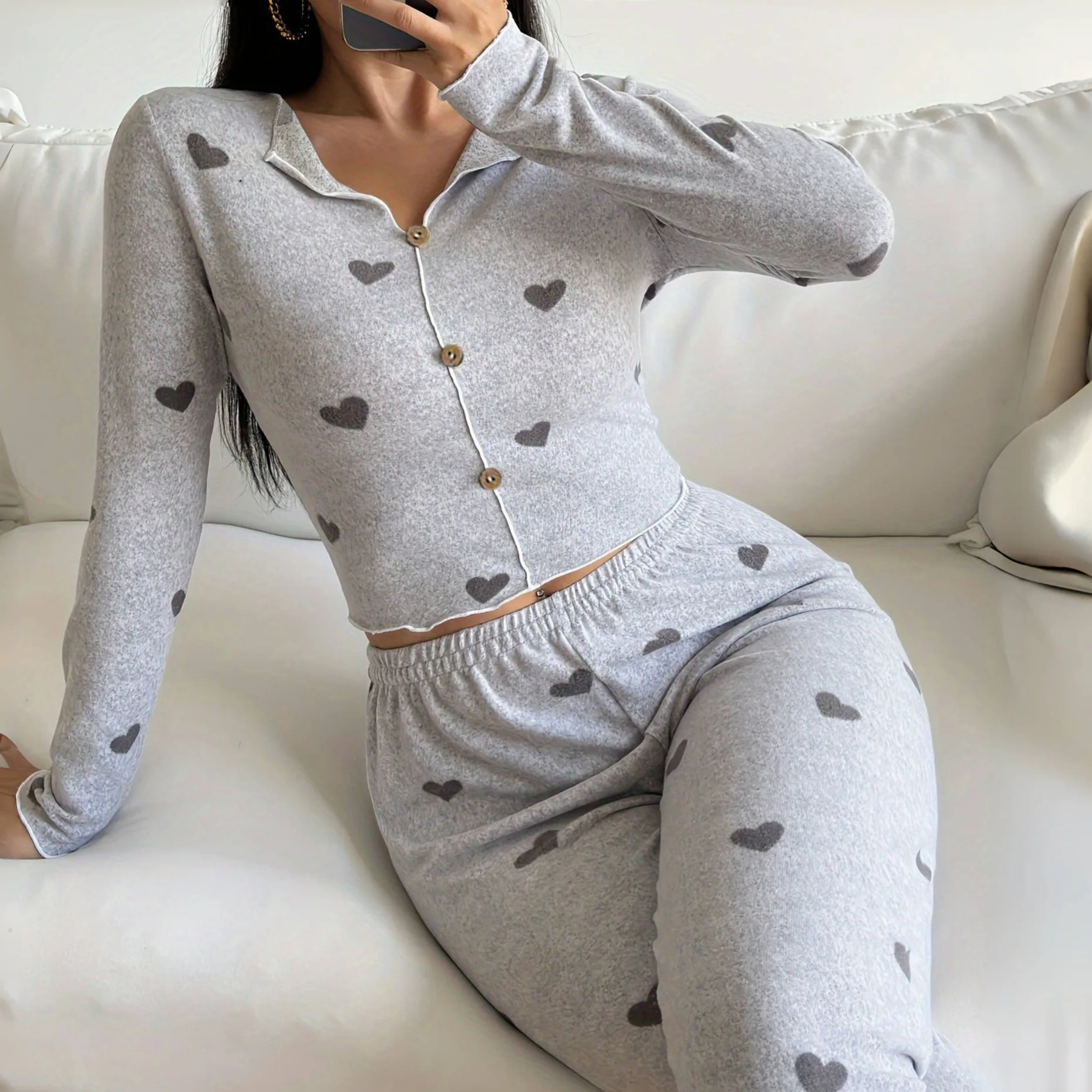 

PJs SetWomen's pajama setWomen's warm winter pajamasFashionable home clothes, pajamasCute and soft pajama setGerman velvet