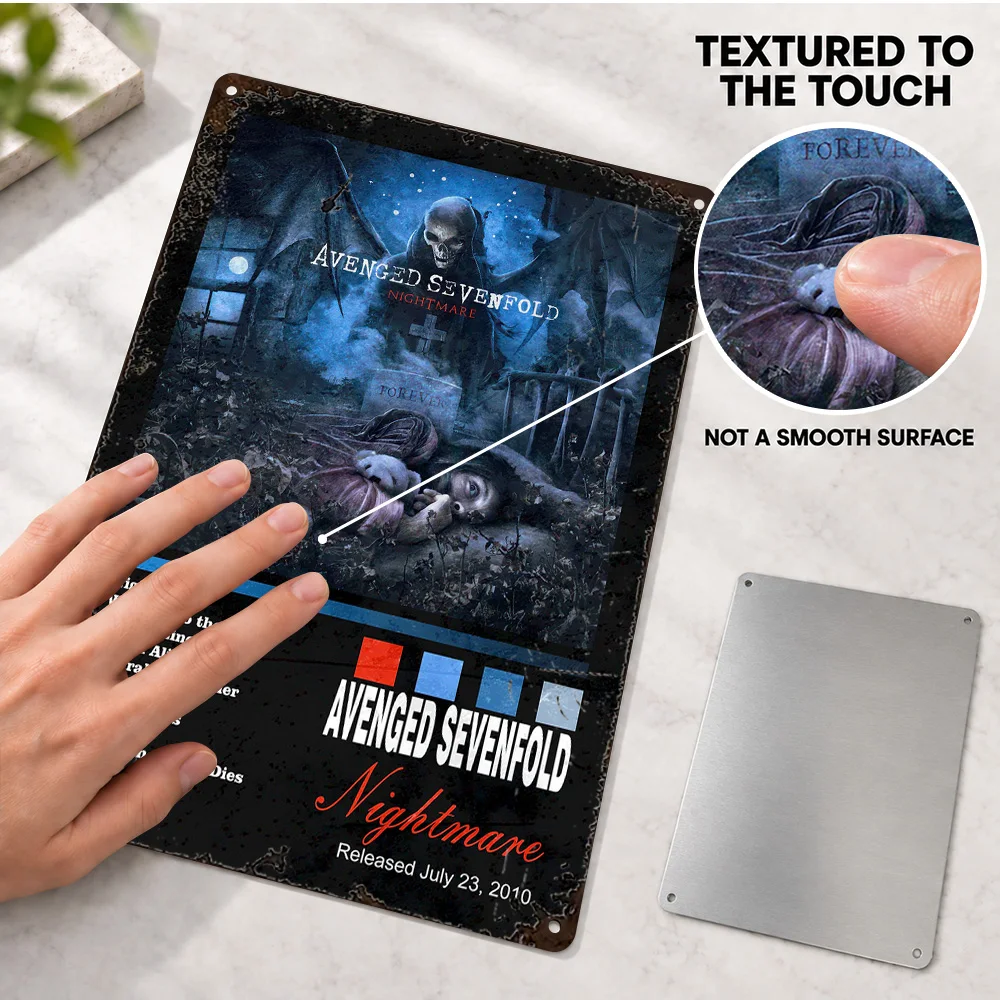 Avenged Sevenfold Nightmare Printed Poster Customized Aluminum Metal Sign Album Cover And Tracklist Design Wall Art For Bedroom