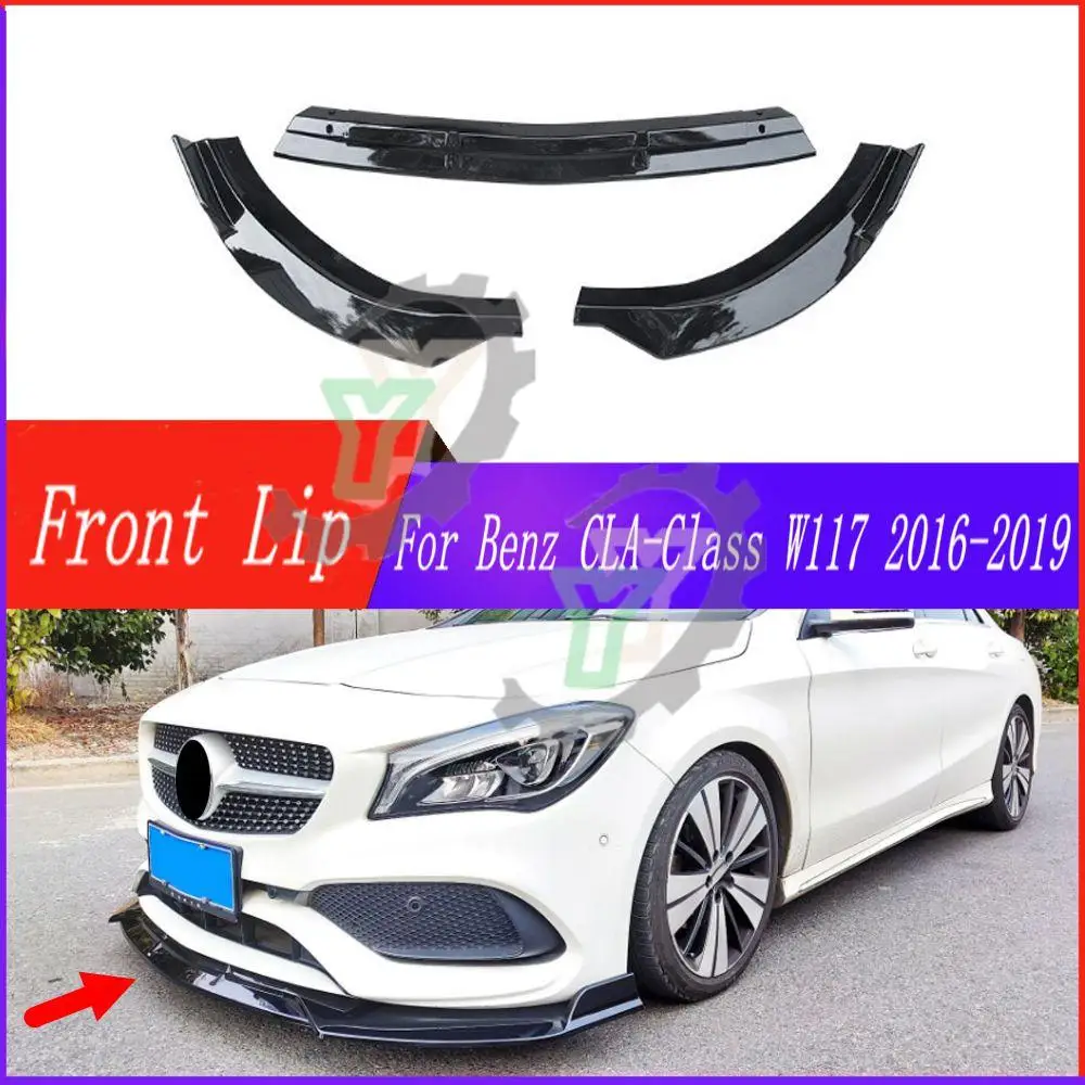 For Mercedes-Benz CLA C117/W117 180 220 260 200 2016-2019 Modified Styling Front Bumper Lip Chin Decoration Tuning Accessories