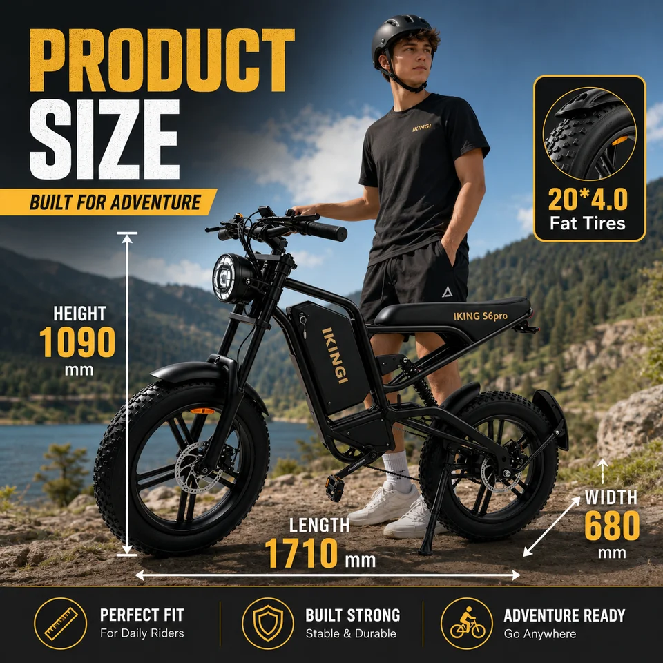 Off‑Road Ebike 1500W Peak Motor 60V 22Ah Battery 50Miles Assist Range 3 Riding Modes 7‑Speed 20 Inch Fat Tire Electric Bike for Men Women image 8