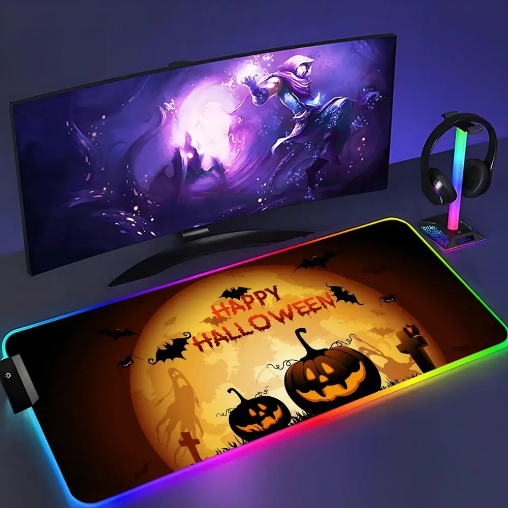 

halloween gift pumpkin Mouse Pad XXL RGB Mouse Pad Kawaii Gaming Accessories Computer keyboard Large Led Desk Mat Mousepad