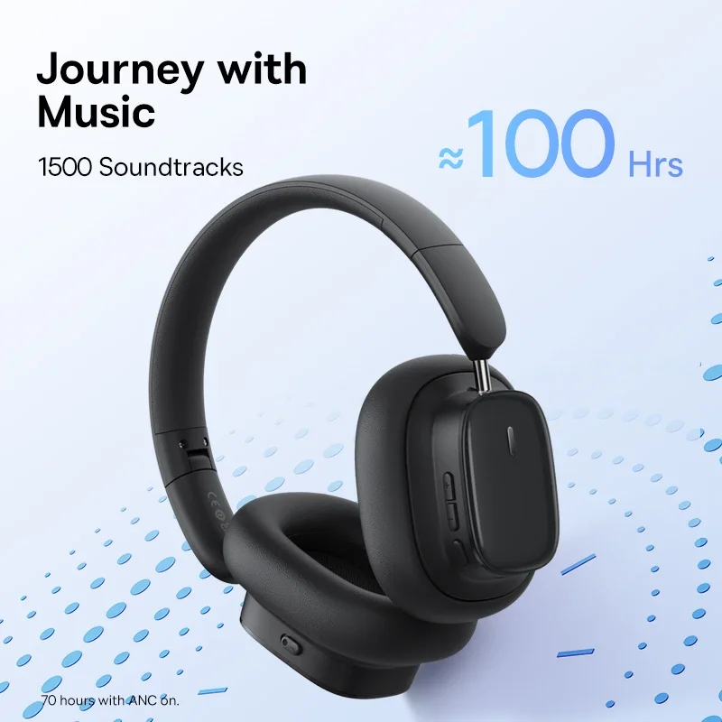 Baseus H1i ANC Wireless Bowie Headphone Bluetooth 5.3 Noise Cancellation Hi-Res 38db 3D Spatial Audio Ear Headsets