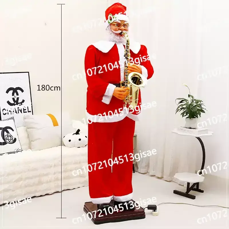 Accompanied By Saxophone Music. Christmas Decorations: A 1.8-meter-tall Swaying Santa Claus