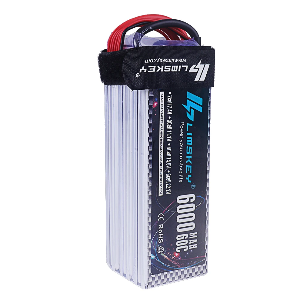 LIMSKEY 6000mAh 6S 22.2V 60C RC يبو بطارية بطارية قابلة للشحن ل RC سيارة FPV شاحنة هليكوبتر مع موصل XT60 XT90