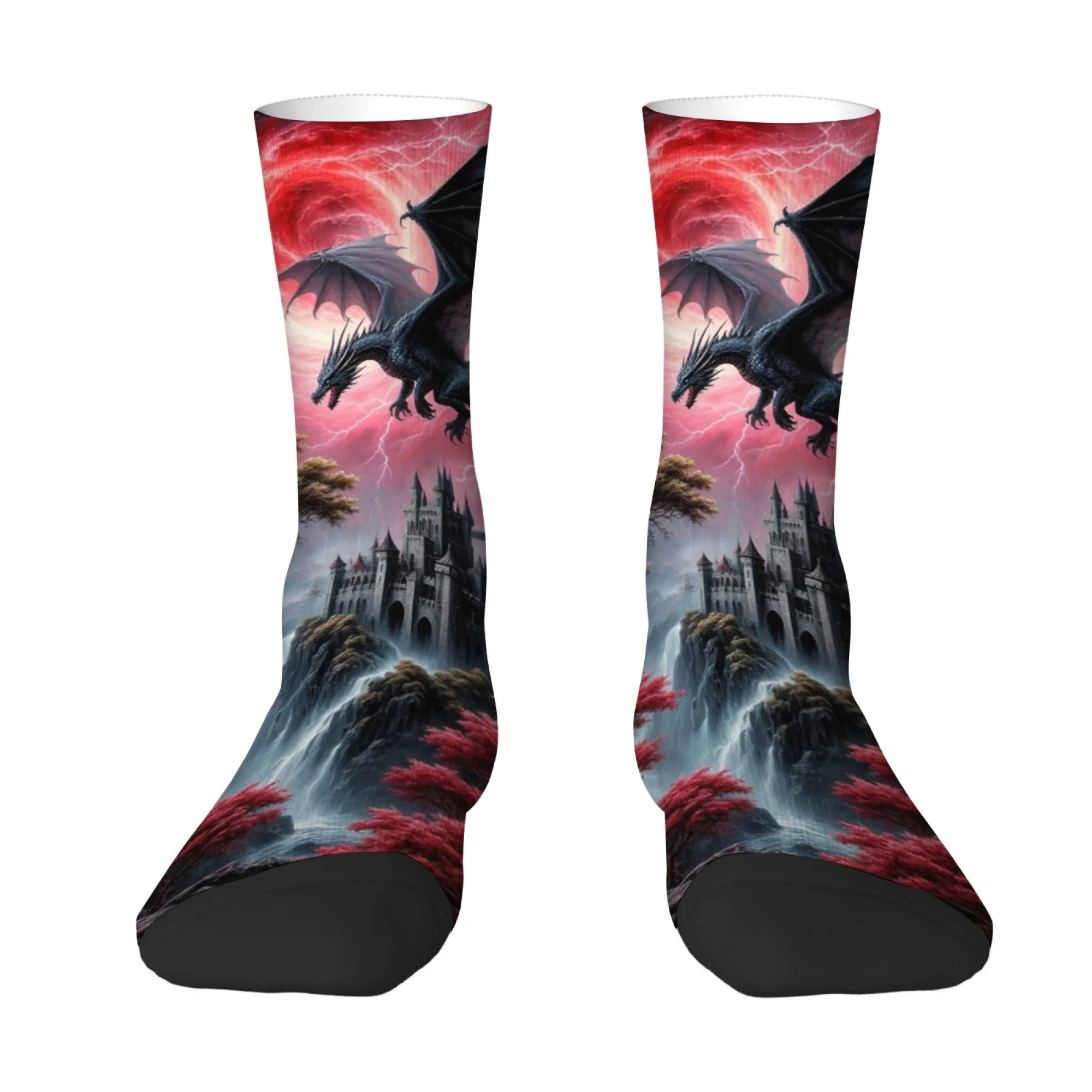 Mysterious Fantasy Dragon Men's Socks Harajuku Retro Style Comfortable Casual Fashion Socks Novelty Funny Hip-Hop Socks Gift