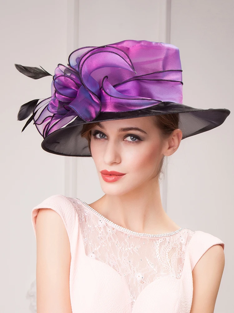 

Fashion British Organza Flower Girl's Cap Wide Brim Sun-Proof All-Matching Leisure Vacation Top Hat