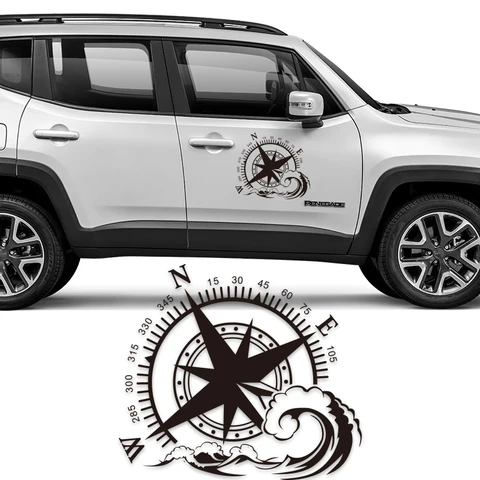 Наклейки и наклейки с изображением океанского компаса и розы для Jeep Renegade/компас/wrangler jk, аксессуары для стайлинга автомобилей «сделай сам», графика на дверном окне