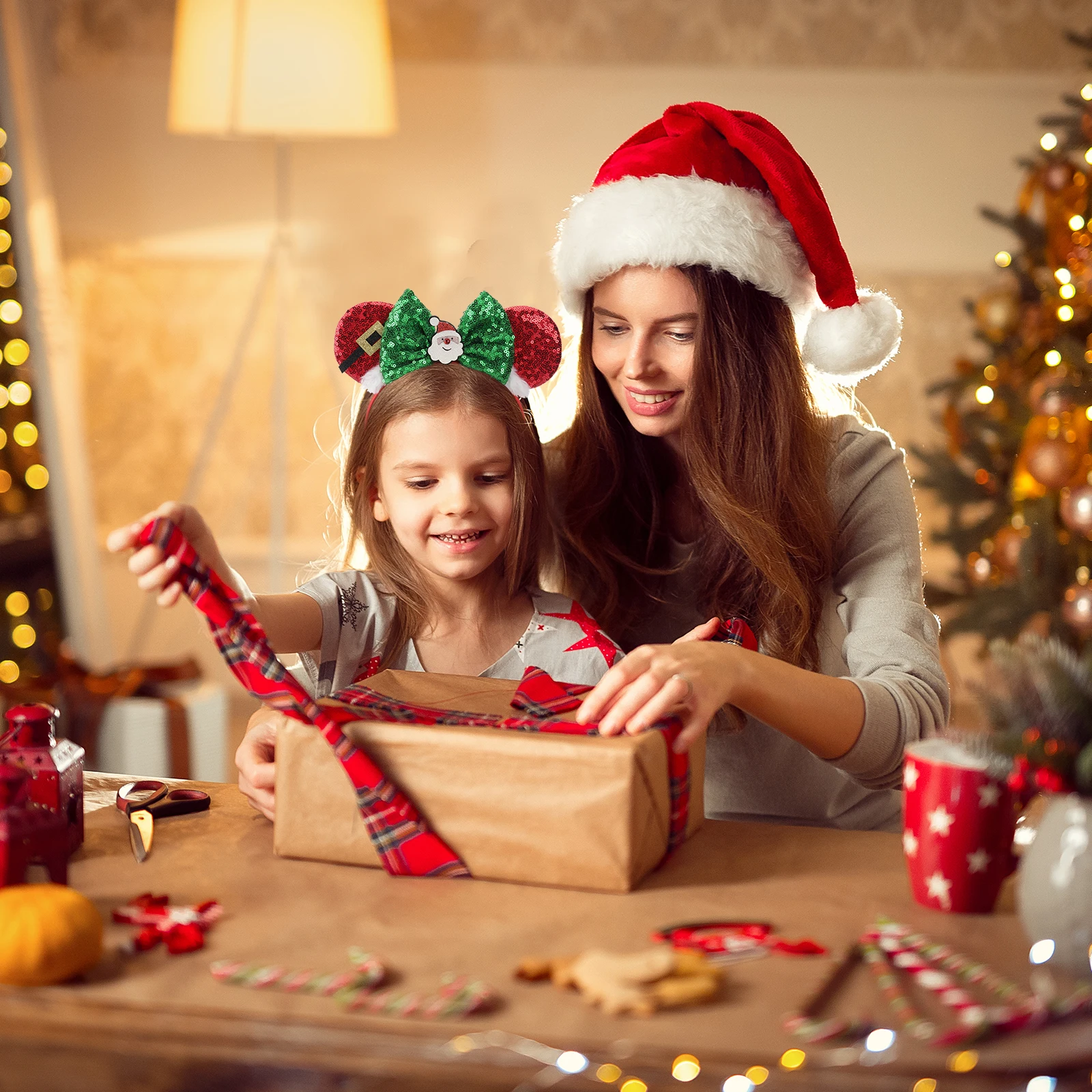 

3pcs Hair Accessories Santa Snowman Elk Bow Kids Gifts Party Luminous Hairb Props Cosplay Prop Toy Decorations