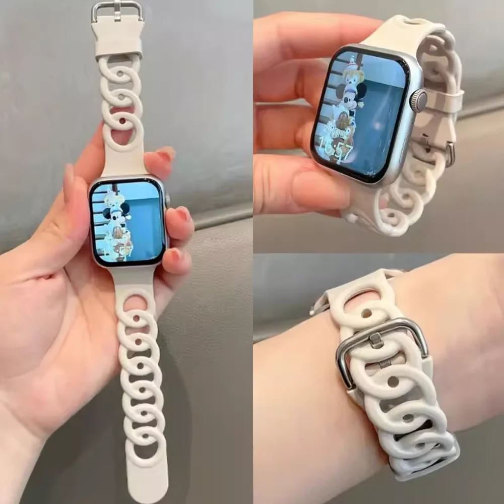 Cute Doughnut Silicone Strap for Apple watch bands 40mm 41 42 38mm watches for woman bracelet correa iWatch 10 9 8 7 6 5 4 3 SE