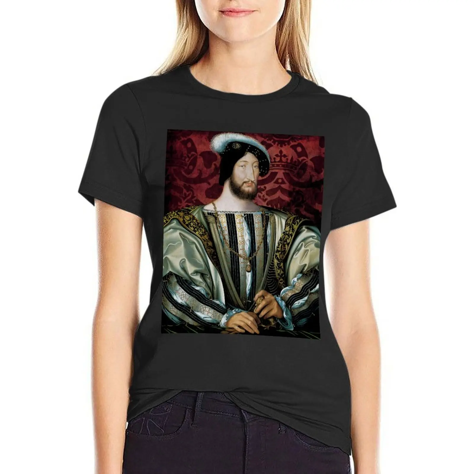 Camiseta del rey Francisco I de Francia para mujer, camisa de Jean Clouet de talla grande, ropa de verano, 1530