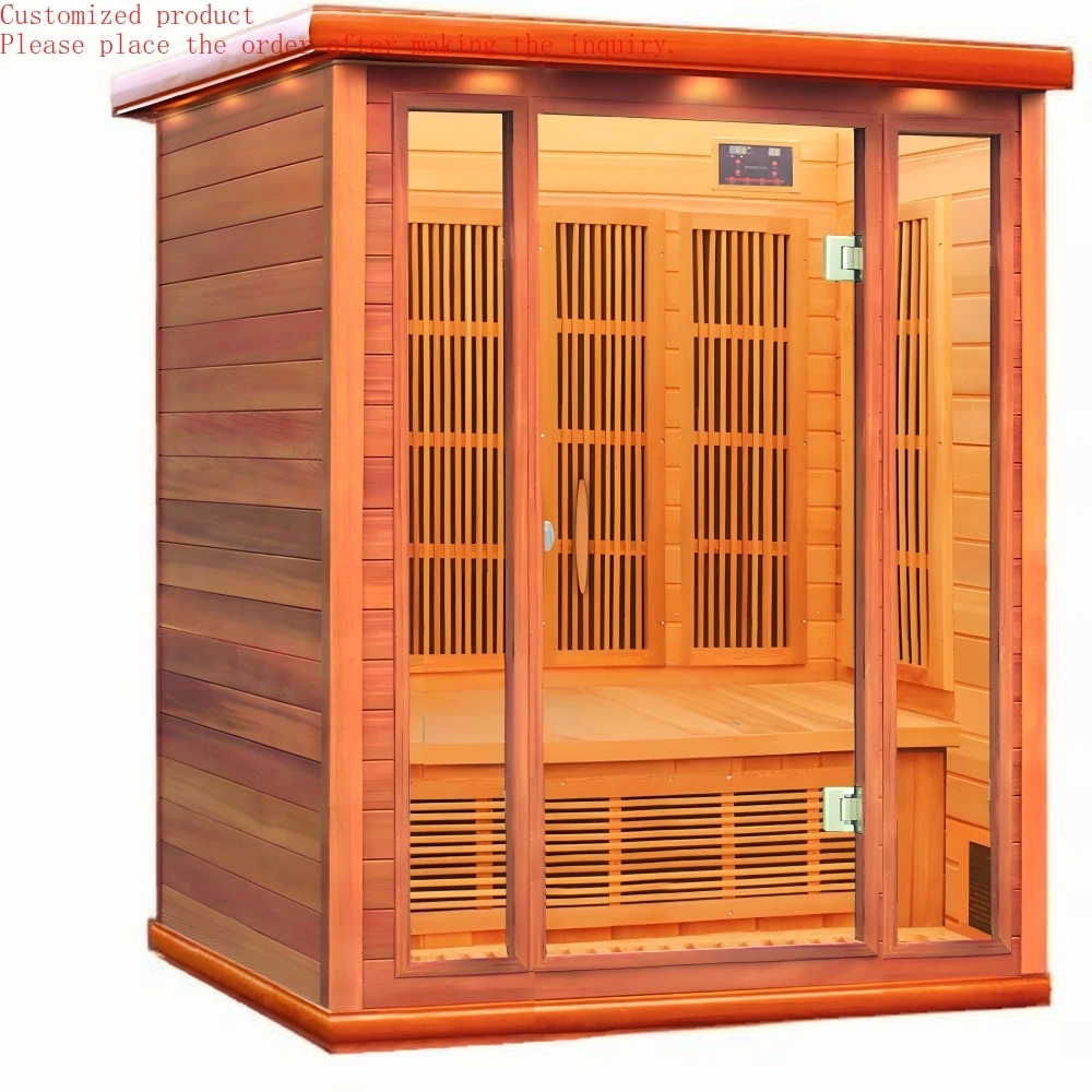 

Customization.SS-300C High Quality 3-Person Indoor Canadian Wood Sauna Room Personal Far Infrared Carbon Heater Red Light Sauna