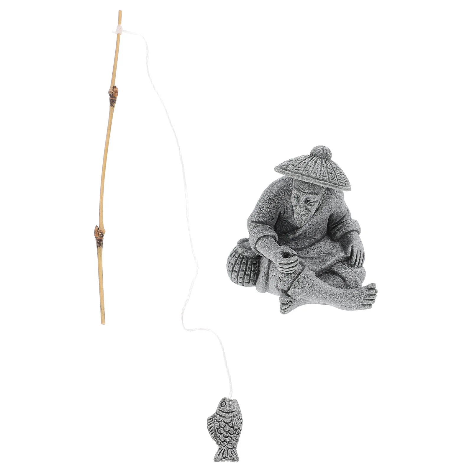 1 قطعة الحجر الرملي صياد لحوض السمك بونساي صياد الزينة حديقة ديكور المنزل سطح المكتب مصغرة حلية