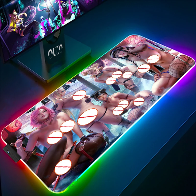 Uncensored Sexy RGB Narutose Gaming Naked Girls Play Mats Mousepad Anime Gamer Mouse Pad Keyboard Desk Computer Mat Notbook Pad