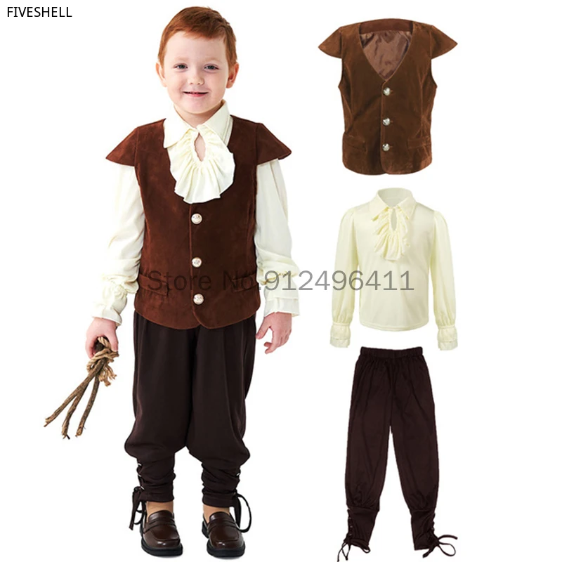 

Kids Boys Halloween Renaissance Victorian Vampire Cosplay Costume Children's Day Ruffled Pirate Knight Purim Carnival Outfit