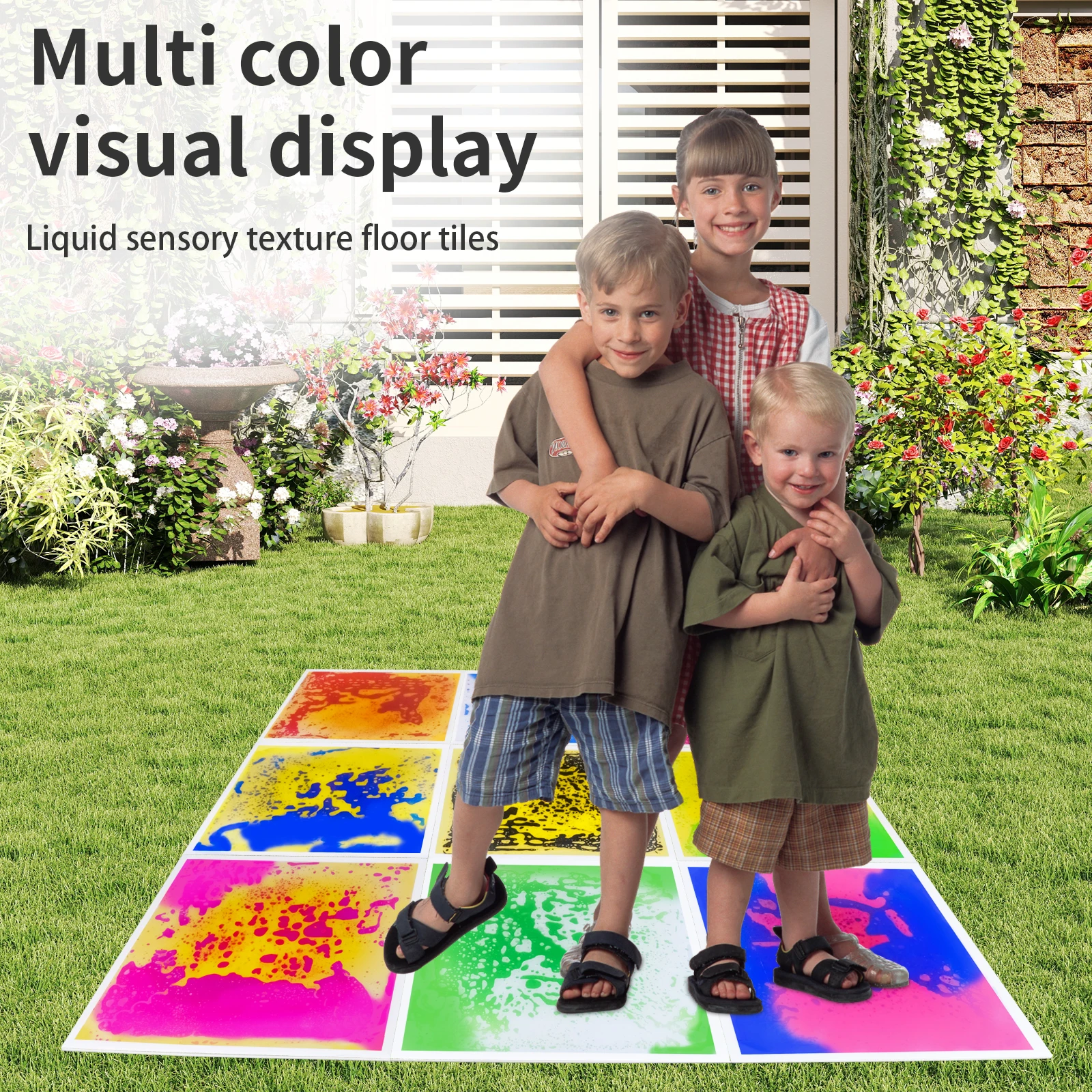 Carreaux sensoriels texturés colorés, 9 pièces, pour l'apprentissage de l'autisme, carrés de sol engageants pour l'entrée et le jeu sensoriels