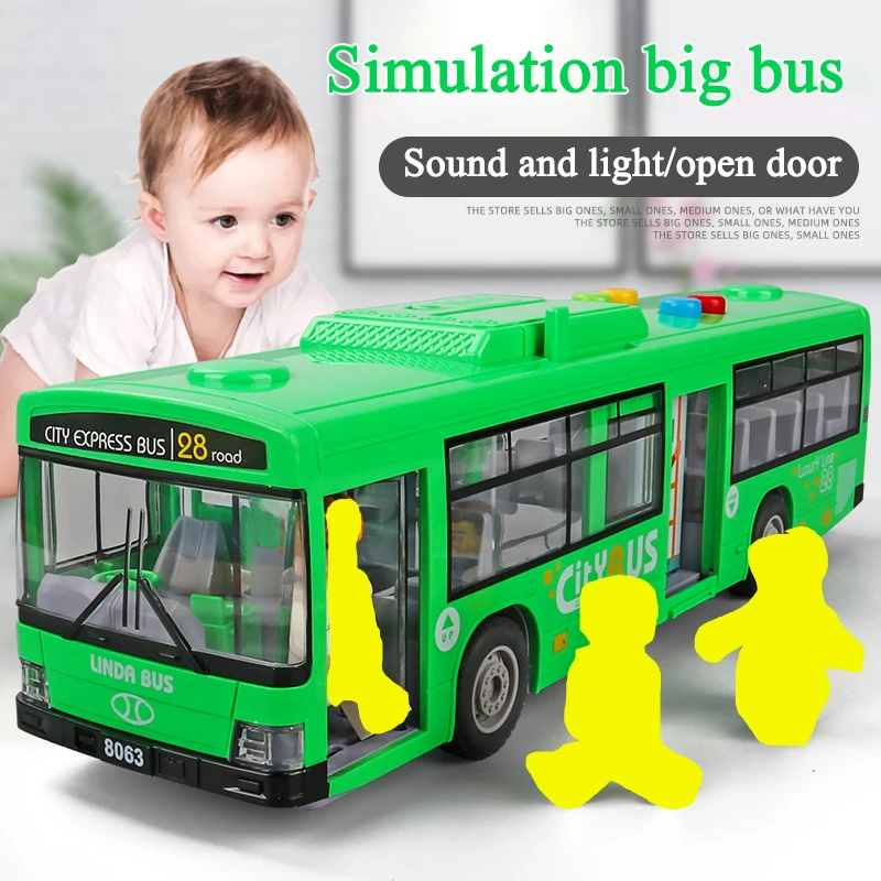 High quality plus size drop-resistant bus bus bus children 3 years old 6 baby simulation inertia bus model toy