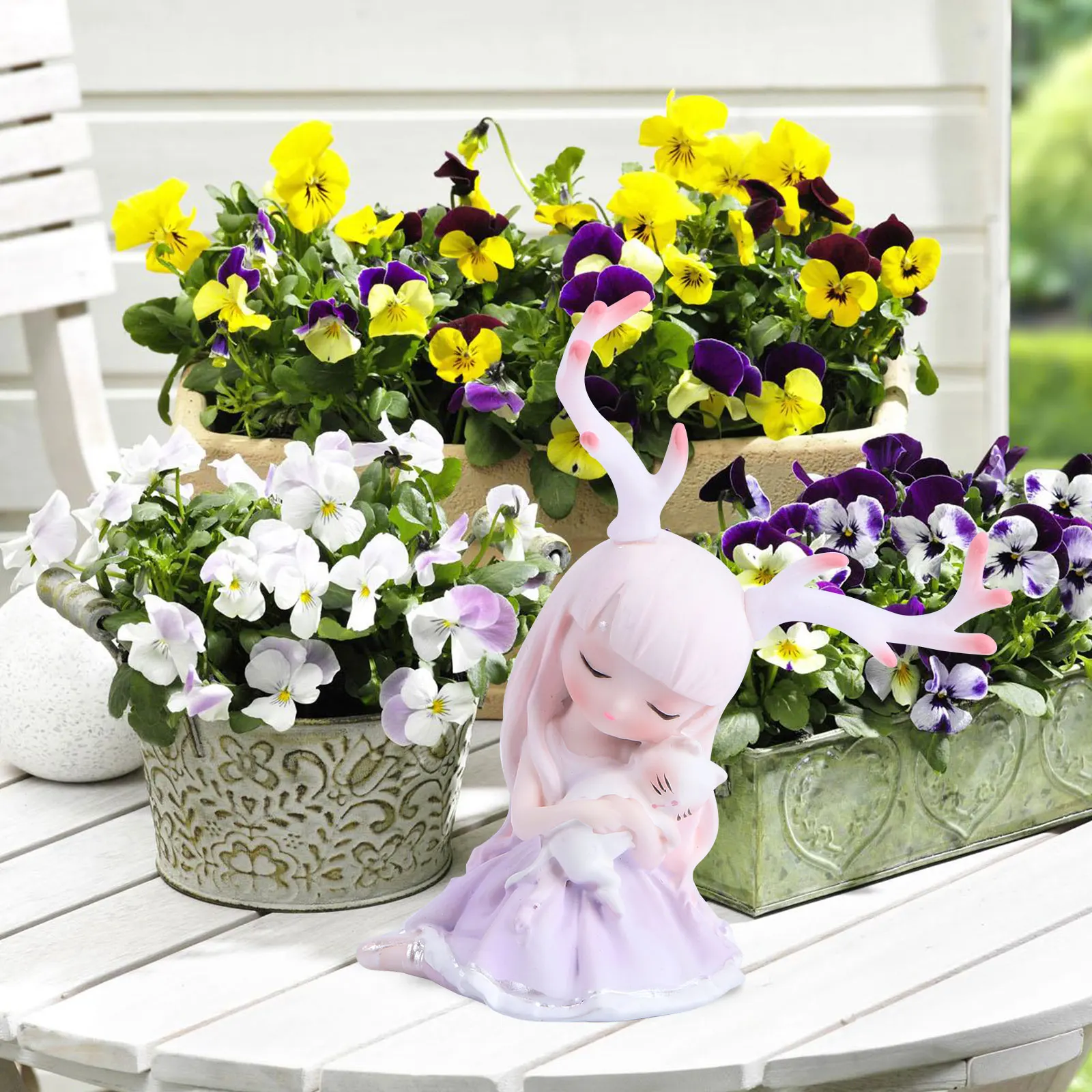 

Resin Deer Statue Pink Garden Decor Elegant Gift for Birthday Anniversary Deer Decor Resin Statue Humanoid Ornaments