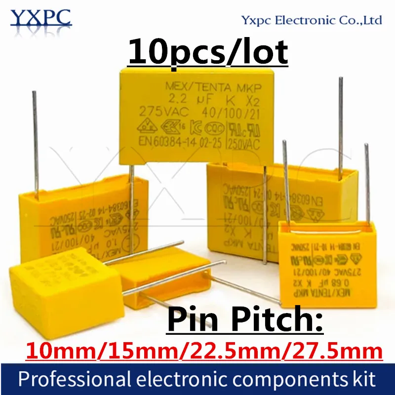 X2 Safety Capacitor 275VAC Various Sizes 0.001uF 1000nF 470nF 474 1uF 105 0.1/0.22/0.33/0.47/0.56/0.68/0.82/1/1.2/1.5/2.2/3.3uF