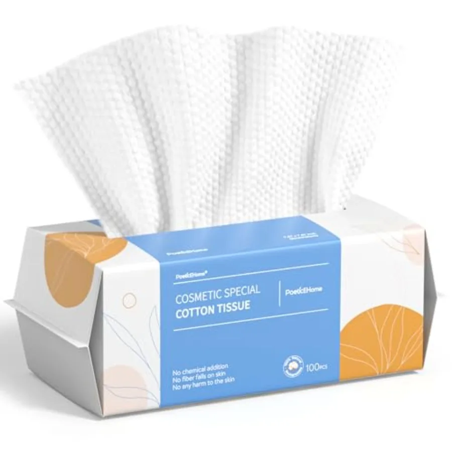 

Face Towel Disposable - Ultra Soft Cotton Tissue Dry Wipes - Lint Free Facial Cleansing Cloths