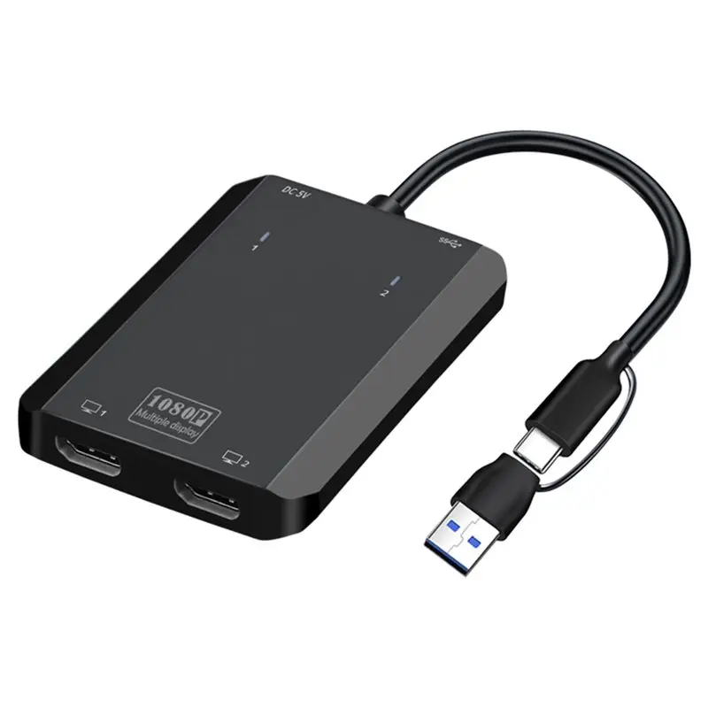 

For Dual HDTV Splitter USB 3.0 USB-C To Extended Display Adapter For Dual Monitor Setup For Dual Screen Mirroring/Extension
