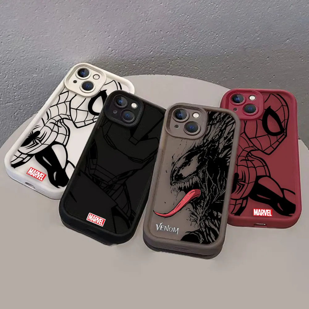 Marvel Line Iron Spider Man Venom Phone Case For Xiaomi 11 14 14T POCO F3 F4 F5 X3 X4 X5 M6 Redmi 10 10C 12 12C 13 13C 14C Case