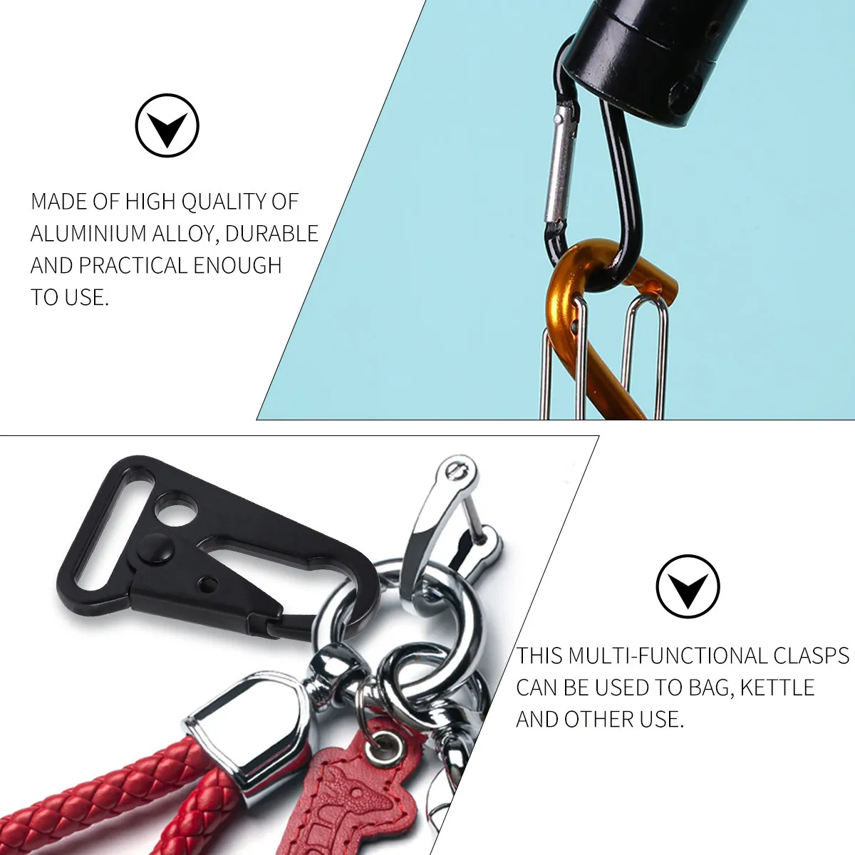 1Set Multi-Functional Aluminium Alloy Clasps Hoist Olecranon D Shape Durable Black Practical Hook for Bag Kettle