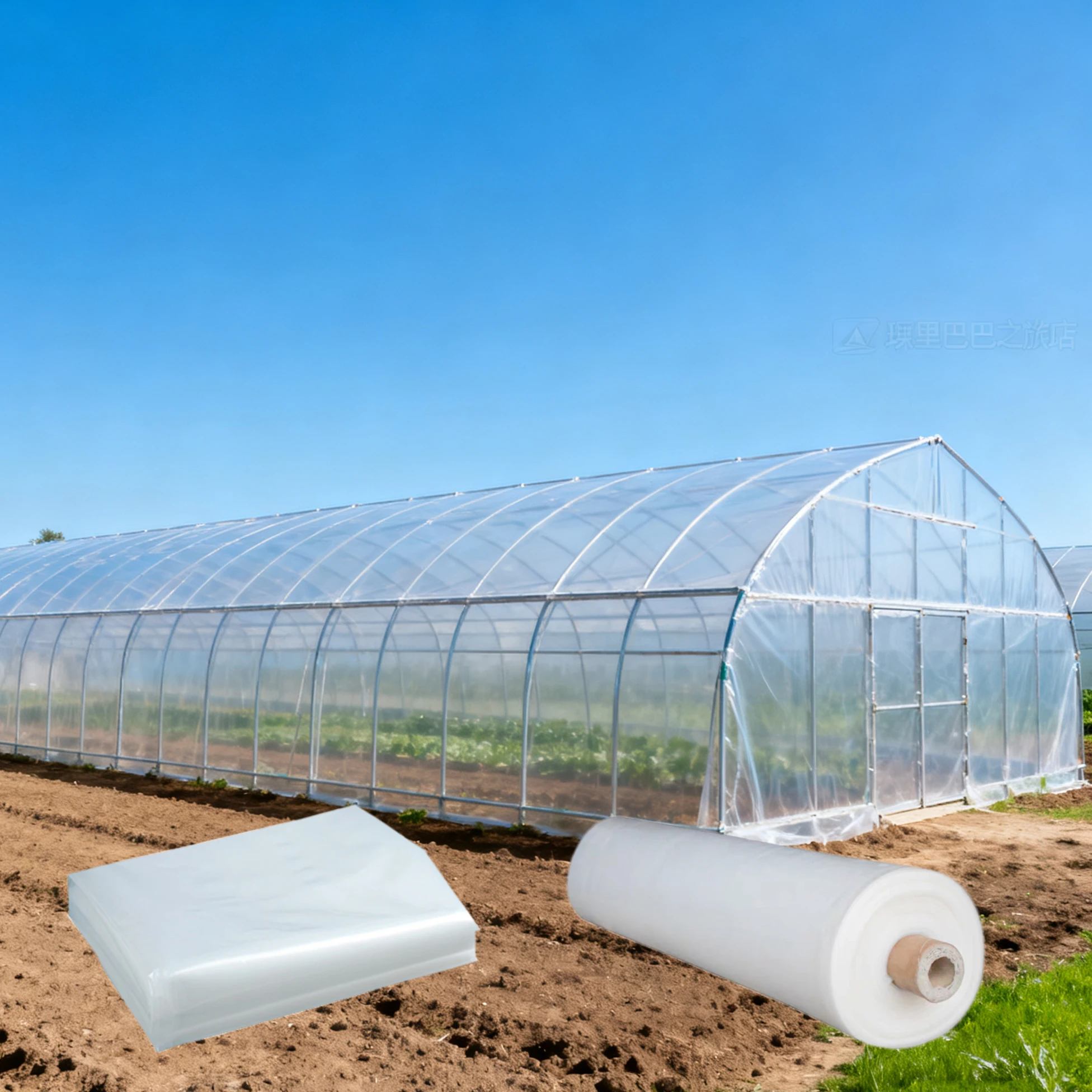 200 Micron PO Greenhouse Film UV Resistant Double Layer Super Strong Agricultural Tunnel Plastic Cover for Vegetable Plant Shed