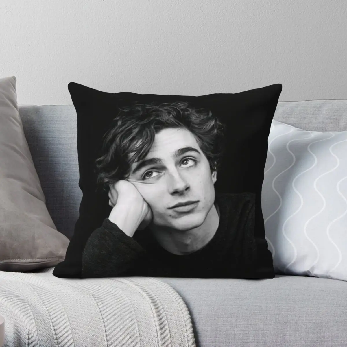 Timothee Chalamet Pillowcase Polyester Linen Velvet Printed Zip Decorative Throw Pillow Case Sofa Seater Cushion Cover