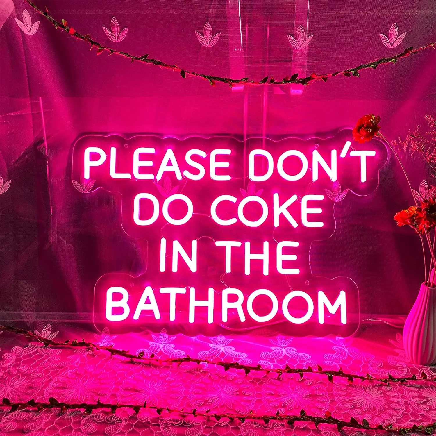 Please Don't Do Coke in The Bathroom Neon Sign for Bathroom Wall Decor LED Large Neon Light for Home Decorations