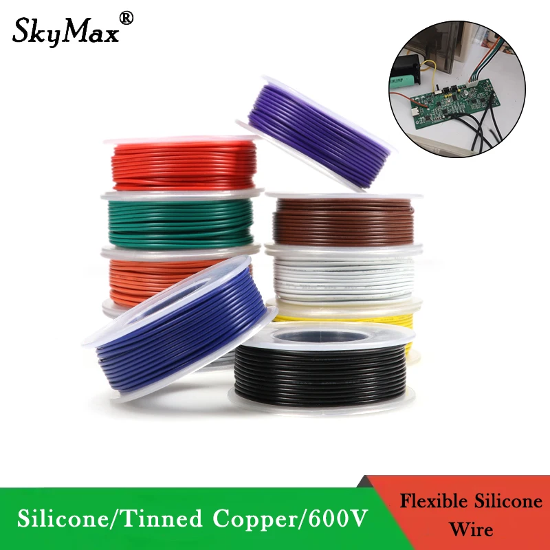 

In Roll Flexible Silicone Cable Coil 30/28/26/24/22/20/18/16AWG Silicone Rubber Insulated Tinned Copper Heat resistant Wire